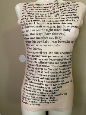 Gaga born this way Text sheer mesh Sleeveless Tank Top 🖤